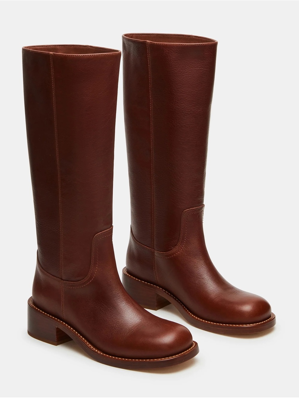 NWOT Steve Madden Riggs Rust Leather Wide Calf Boot